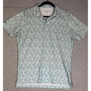 Bonobos Golf Polo Shirt Mens M Slim Fit Bird Print Blue Grey Performance 2916